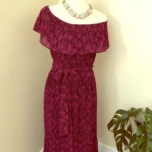 Off the shoulder, Michael Kors pleated dress